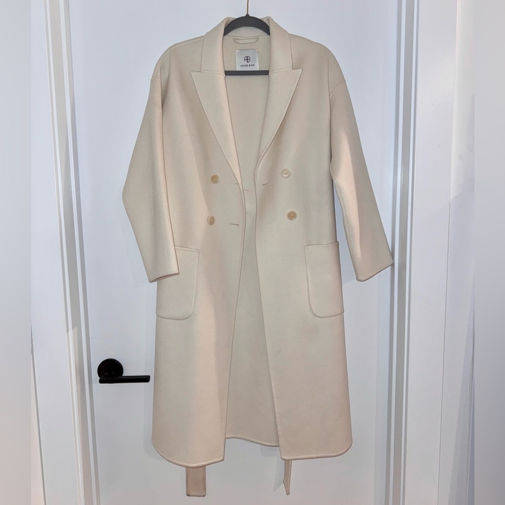 Anine Bing XS Elegant Cream Double-Breasted Coat